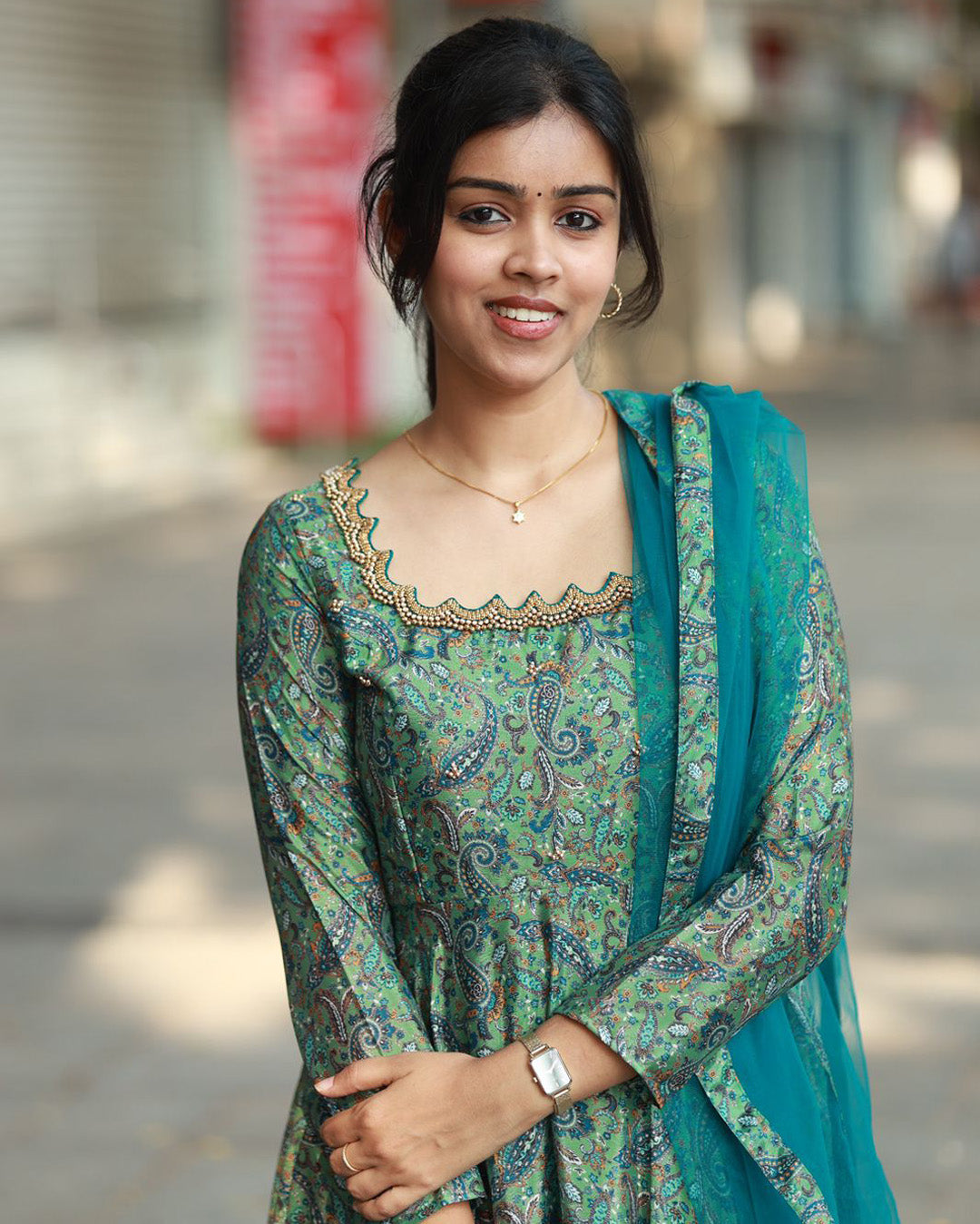 Divya - Floral cotton Anarkali