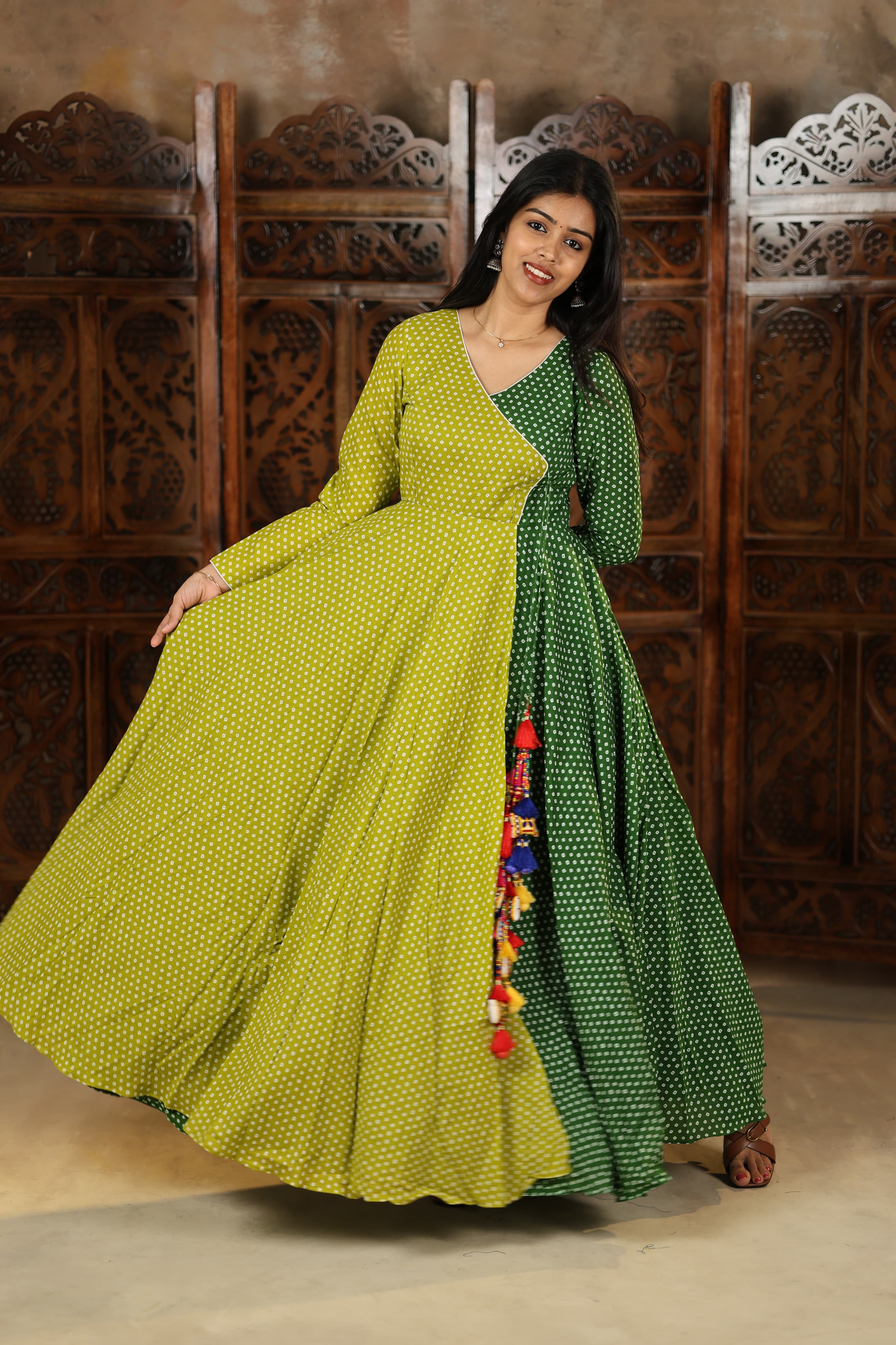 Rukmani - Pure Cotton Bandhini Gown