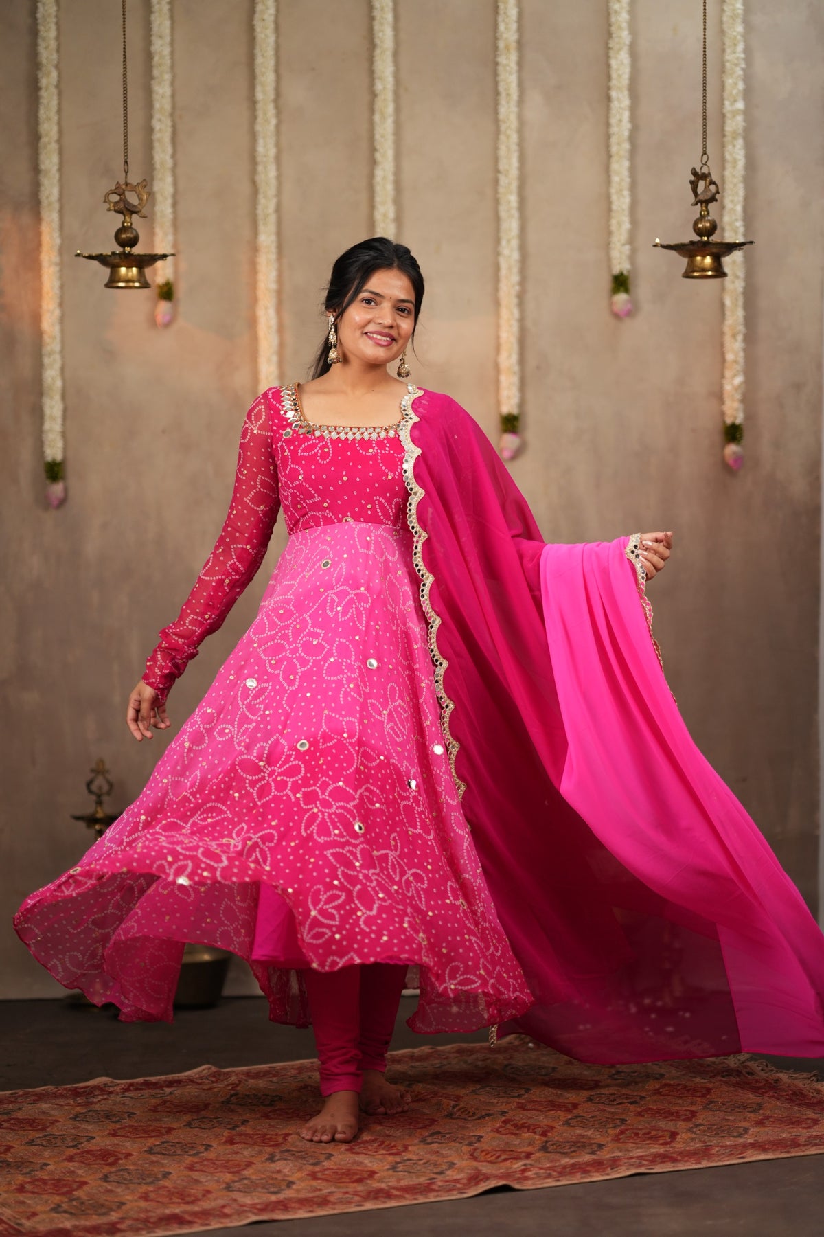 Yamini - Premium Georgette Bandhini Ombre Anarkali