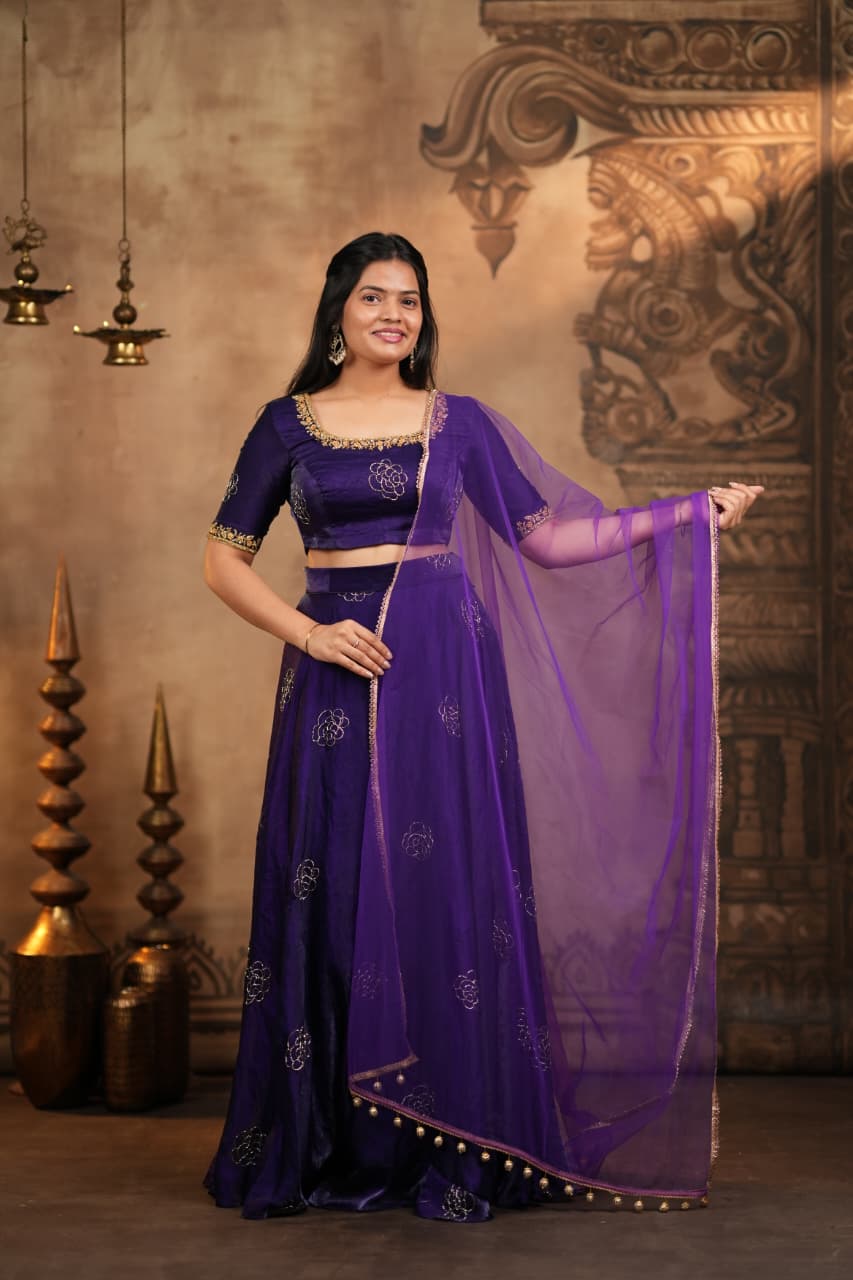Amara - Premium Space Silk embroidery Lehanga