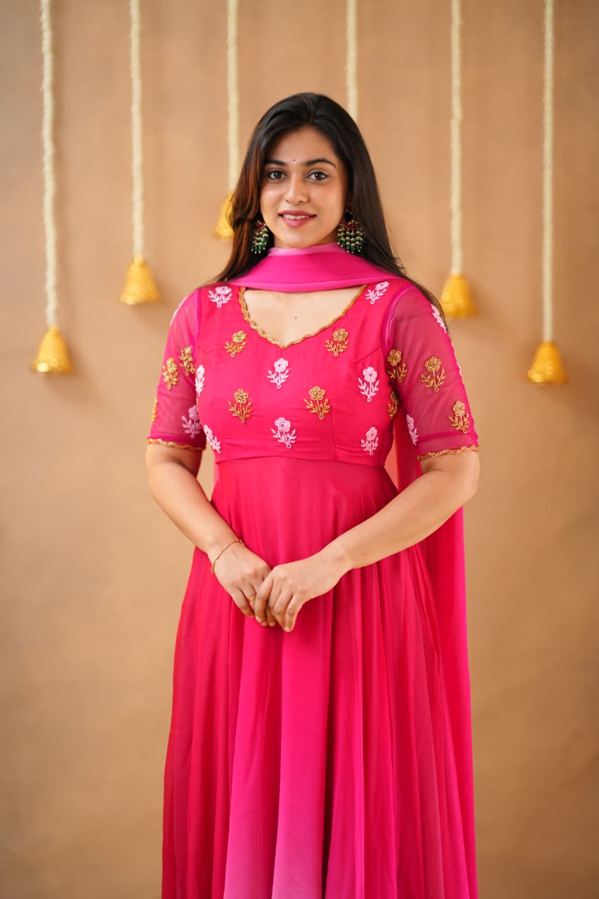 Krithika - Premium Pure Georgette Ombre Anarkali