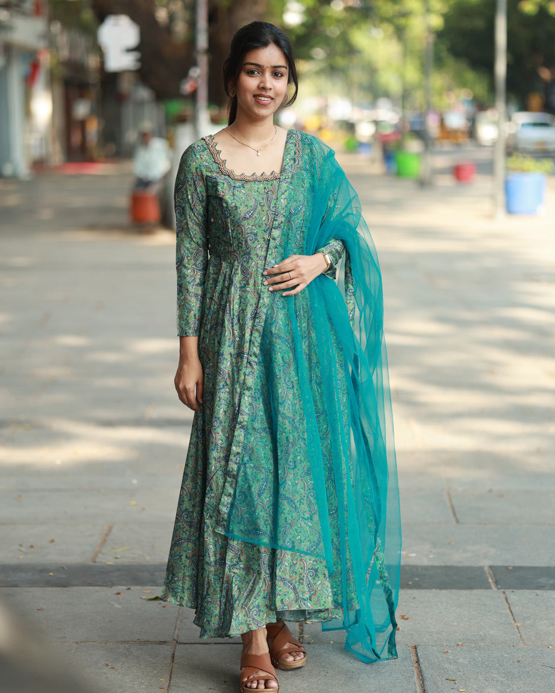 Divya - Floral cotton Anarkali
