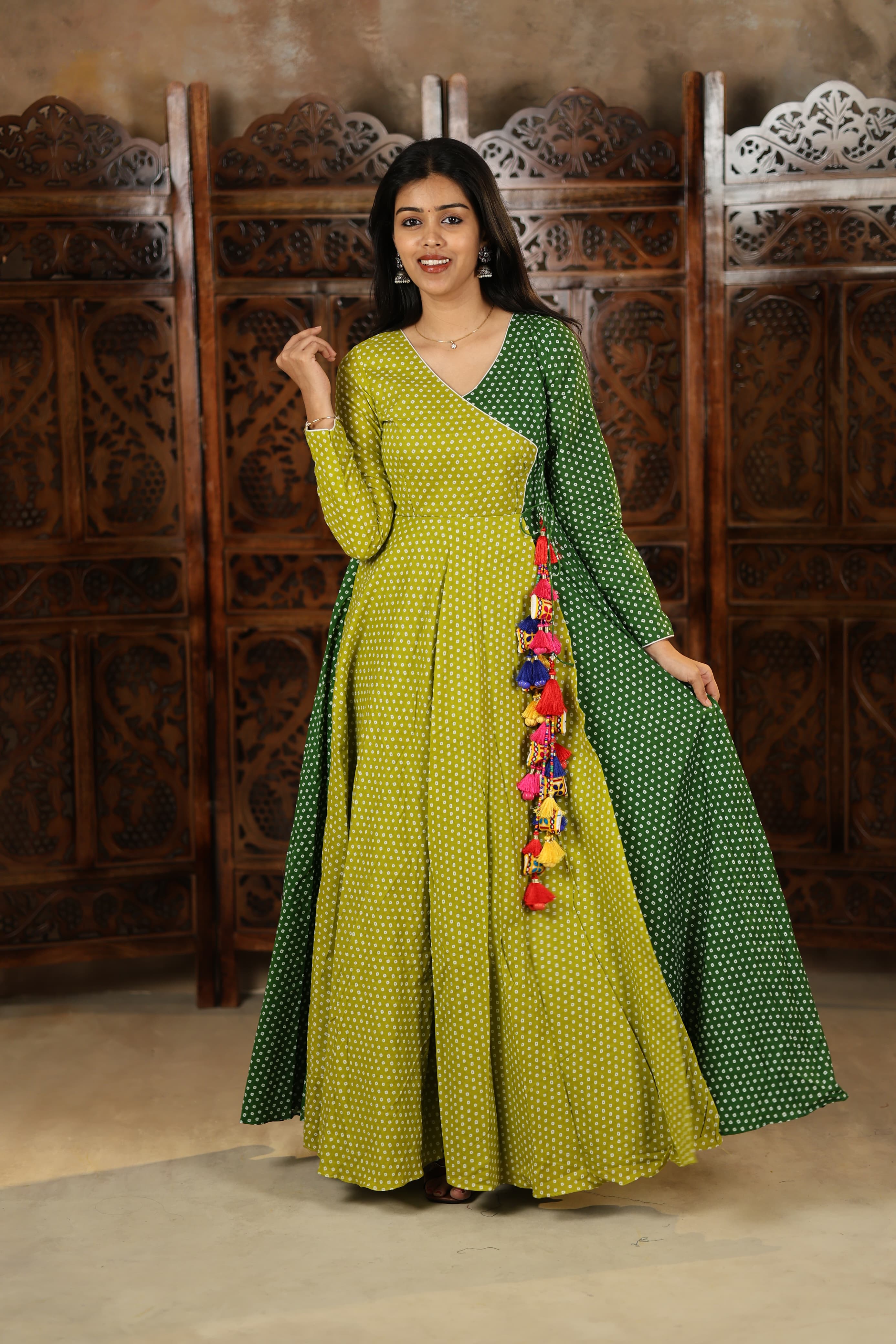 Rukmani - Pure Cotton Bandhini Gown