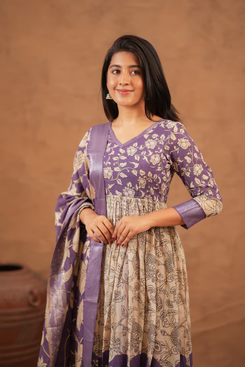 Kadhambari  - Pure  Mangalagiri Cotton Anarkali