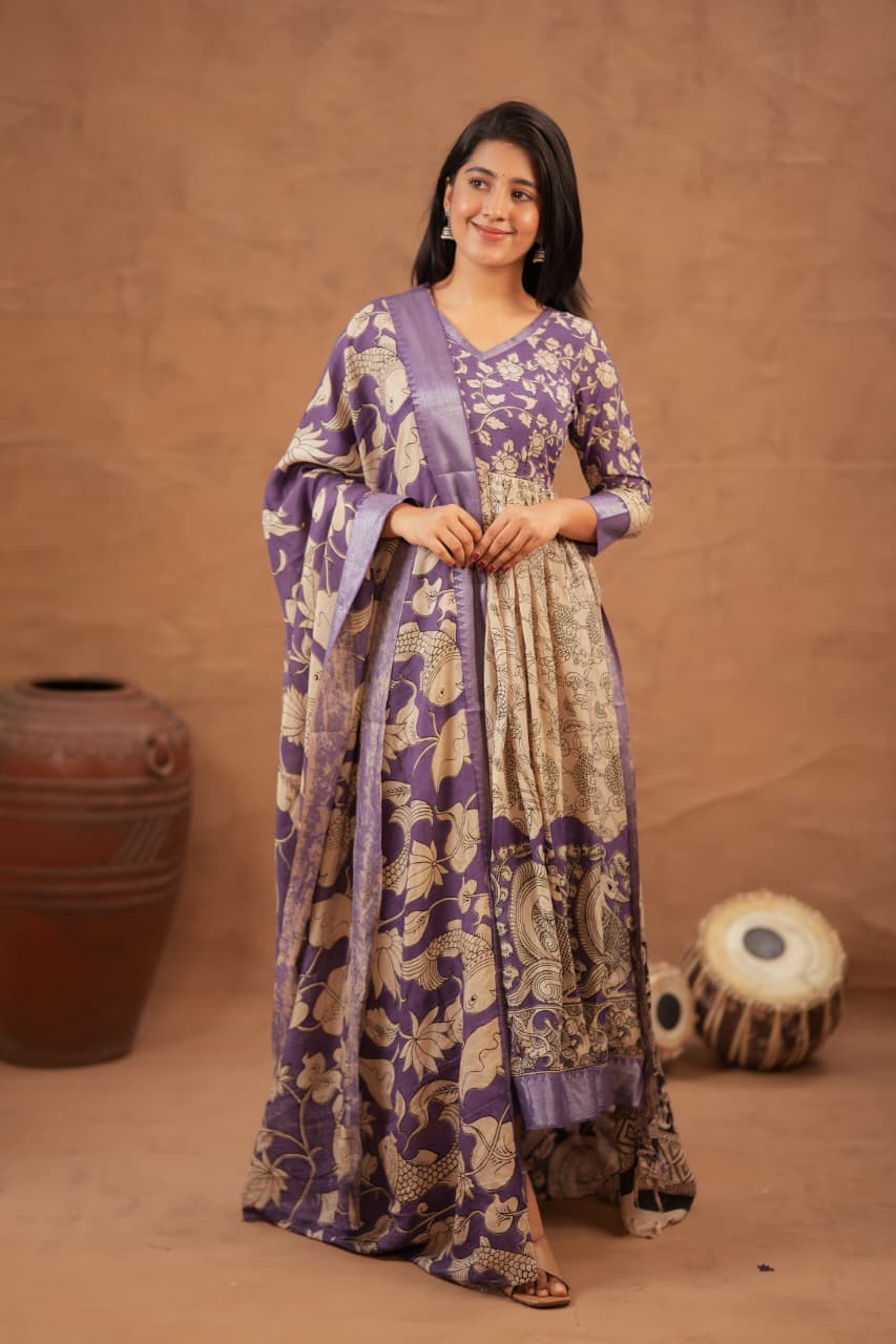 Kadhambari  - Pure  Mangalagiri Cotton Anarkali