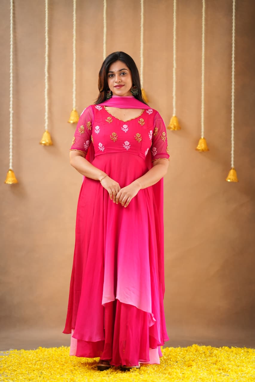 Krithika - Premium Pure Georgette Ombre Anarkali